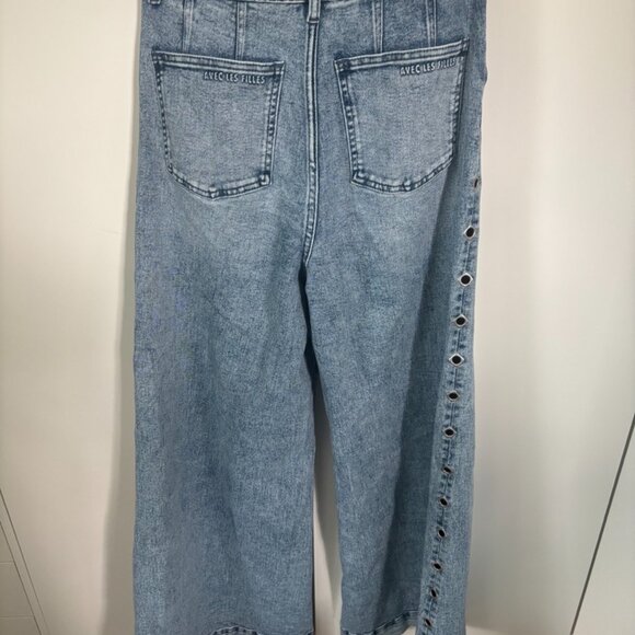 NWT Avec Les Filles Grommet High Waist Palazzo Jean Size 28 - Picture 6 of 7